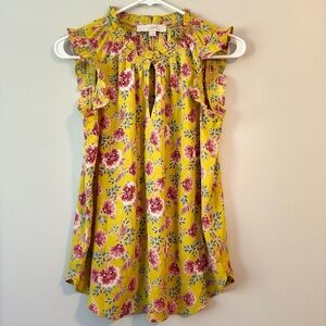 Loft Floral Sleeveless Dressy Office Summer Blouse Size S
